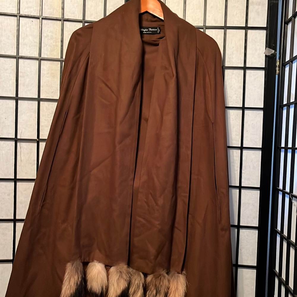 Vintage 1970’s Wellington Chocolate Brown Merino Wool Maxi Walking Cape Cloak